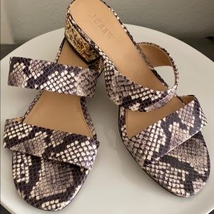 J.Crew Snakeskin Sandals with Glitter Heel